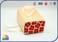 Kraft Paper Gift Box Flowers With Silk Handle Customized Logo matte varnishing