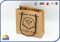Black 1c Printed Eco Natural Kraft Paper Bags With Fiber Handles