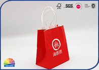 White Kraft Red Color Paper Gift Bag 4C Pritned With White Ribbon Handle