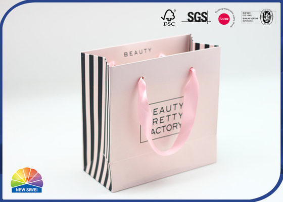 Custom Color Luxury Printed Paper Shopping Gift Bags With Nylon Handle Ropes