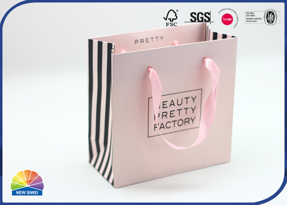 Custom Color Luxury Printed Paper Shopping Gift Bags With Nylon Handle Ropes
