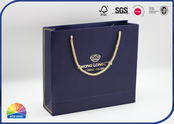 Personalized Paper Gift Bag With Ribbon Handle CMYK Custom Print Coated Paper Bags