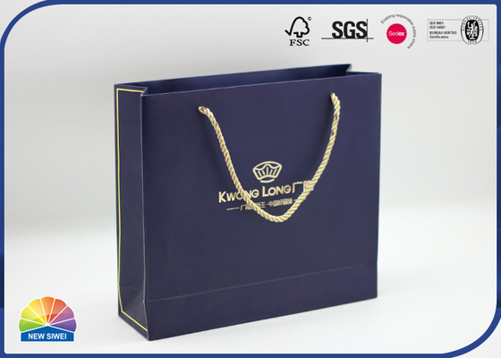 Personalized Paper Gift Bag With Ribbon Handle CMYK Custom Print Coated Paper Bags