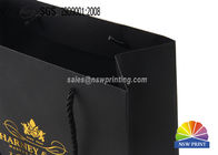 Durable Black Cardboard Printed Paper Bags With Brand Monogram Gold Foil Stamping