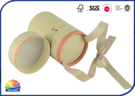 Custom Round Paper Tube Packaging Cylinder Paper Box With Ribbon Bowknot