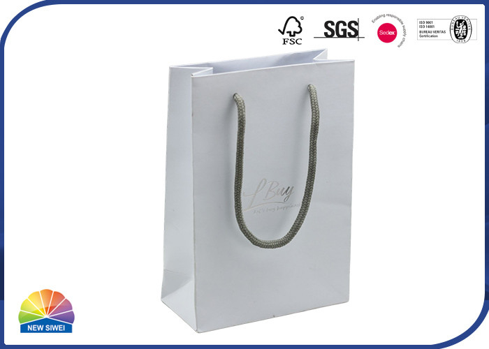 Off White Hot Stamping Logo Paper Gift Bag For Small Wedding Gift Packaging