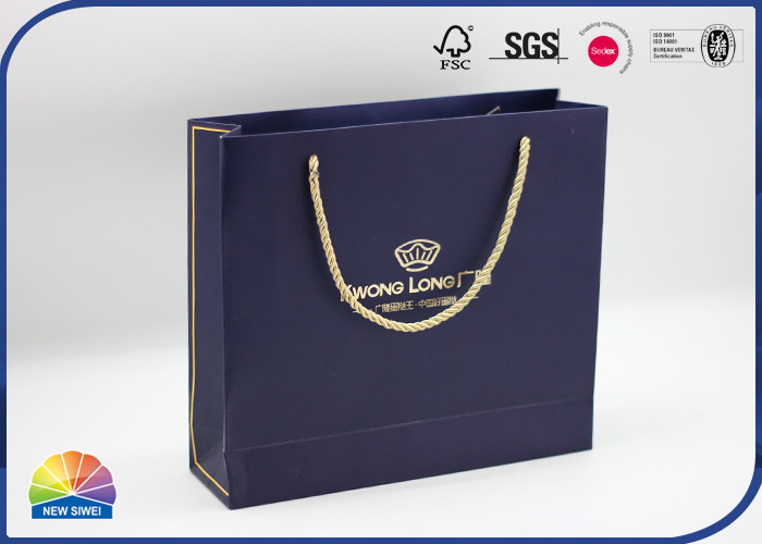 Personalized Paper Gift Bag With Ribbon Handle CMYK Custom Print Coated Paper Bags